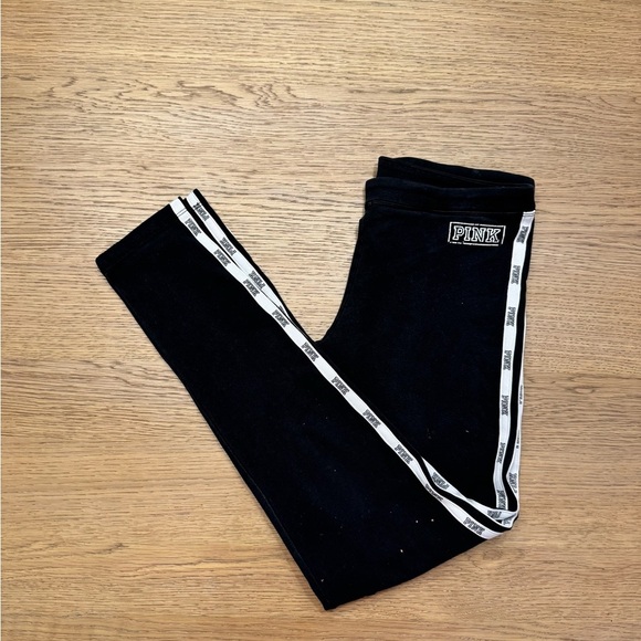PINK Victoria's Secret Other - PINK Victoria's Secret Kids Black Leggings with White Stripes